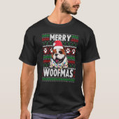 Engels Bulldog kerstlampje Dog Xmas Pajama T-shirt (Voorkant)