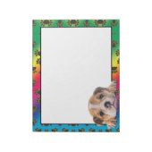 Engels Bulldog kleurful dog paw notitieblok (Linkerzijde)