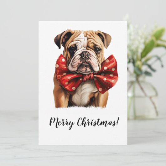 Engels Bulldog lint kerst feestelijke Kaart (Staand voorkant)