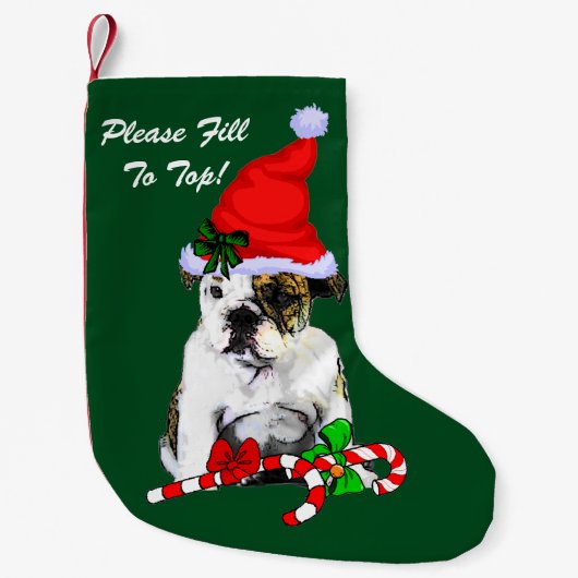 Engels Bulldog Merry Christmas Kleine Kerstsok (Voorkant)