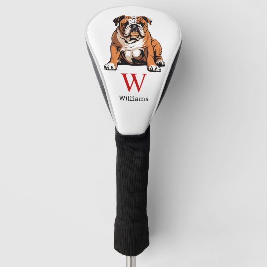 Engels Bulldog Monogram Golfheadcover (Voorkant)