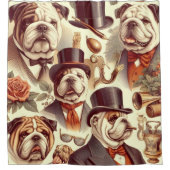 Engels Bulldog naadloze illustratie Douchegordijn (Voorkant)