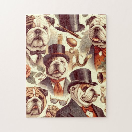 Engels Bulldog naadloze illustratie Legpuzzel (Verticaal)