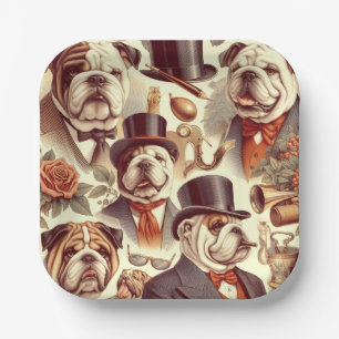  Engels Bulldog naadloze illustratie Papieren Bordje
