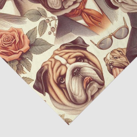  Engels Bulldog naadloze illustratie Tissuepapier (Detail)