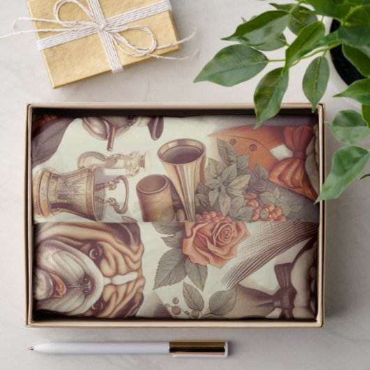 Engels Bulldog naadloze illustratie Tissuepapier (Geschenk)