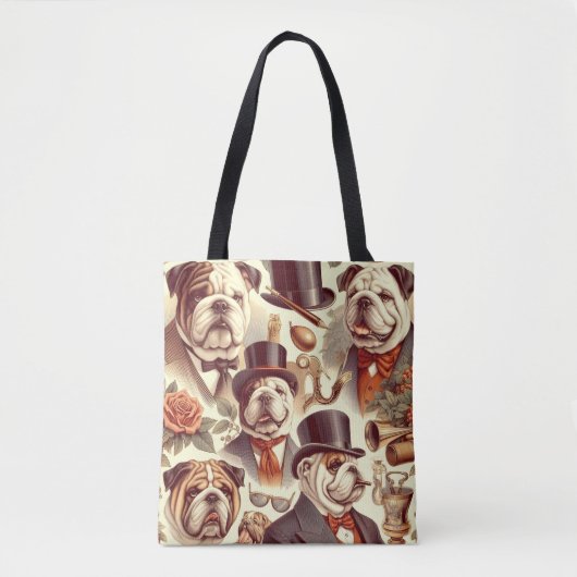 Engels Bulldog naadloze illustratie Tote Bag (Voorkant)