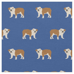 Engels Bulldog patroon blauw Stof