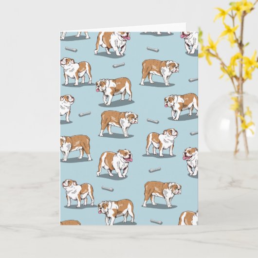 Engels bulldog patroon kaart (Gele Bloem)