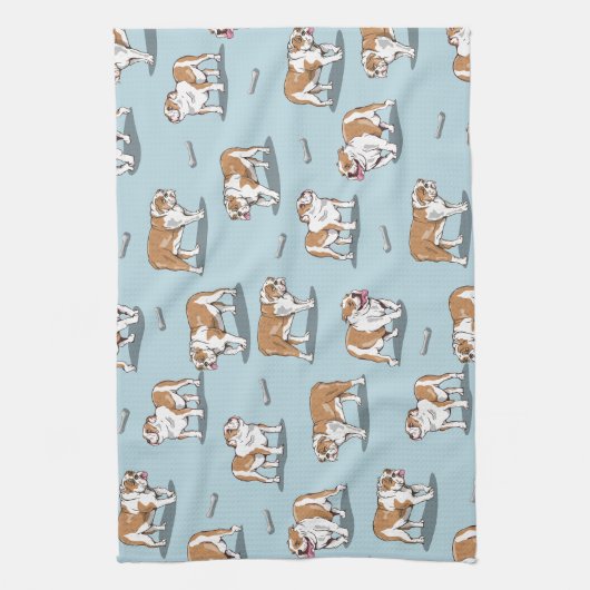 Engels bulldog patroon theedoek (Verticaal)