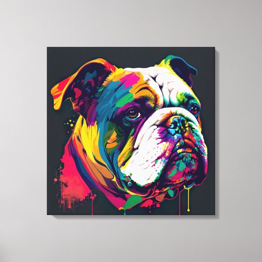 Engels Bulldog Pop Art Canvas Print (Voorkant)