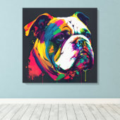 Engels Bulldog Pop Art Canvas Print (Insitu (Houten vloer))