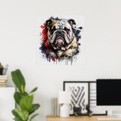 Engels Bulldog portret dier schilderij huisdier ho Poster (Thuiskantoor)