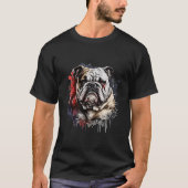 Engels Bulldog portret dier schilderij huisdier ho T-shirt (Voorkant)