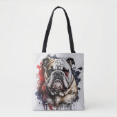 Engels Bulldog portret dier schilderij huisdier ho Tote Bag (Voorkant)