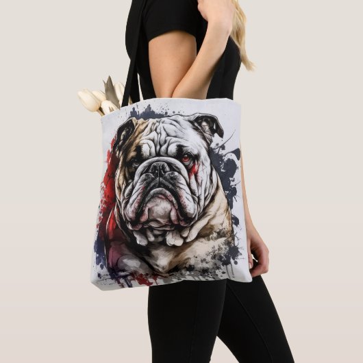 Engels Bulldog portret dier schilderij huisdier ho Tote Bag (Dichtbij)