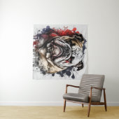 Engels Bulldog portret dier schilderij huisdier ho Wandkleed (In Situ (horizontaal))