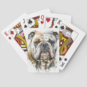 Engels Bulldog portret dier schilderij wilde diere Pokerkaarten