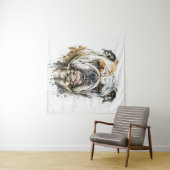 Engels Bulldog portret dier schilderij wilde diere Wandkleed (In Situ (horizontaal))