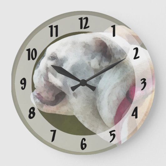 Engels bulldog profiel grote klok (Voorkant)