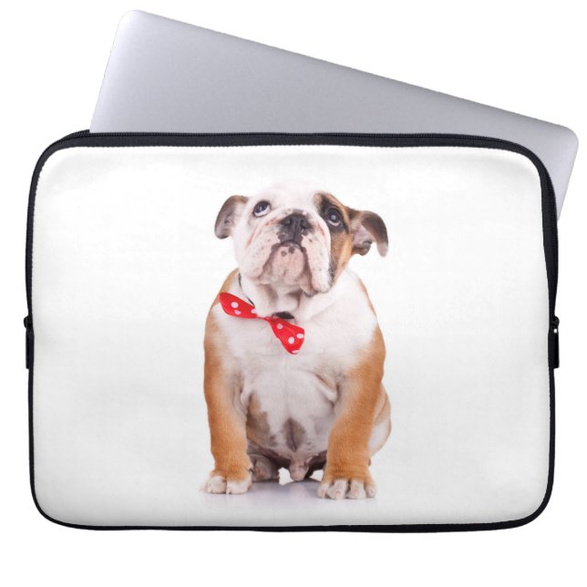 Engels Bulldog Puppy Dog Computer Hoesje Sleeve (Voorkant)