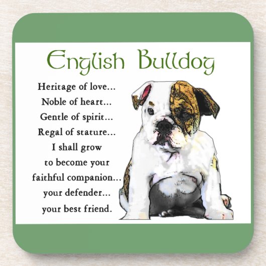 Engels Bulldog Puppy Heritage of Love Onderzetter (Voorkant)