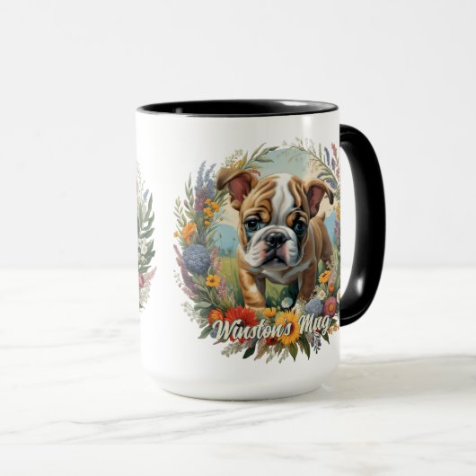 Engels Bulldog Puppy Laurel Mok (Voorkant rechts)