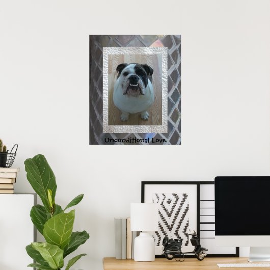 Engels Bulldog Puppy Poster "Unconditional Love" (Thuiskantoor)