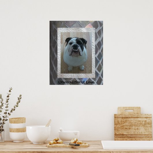 Engels Bulldog Puppy Poster "Unconditional Love" (Keuken)