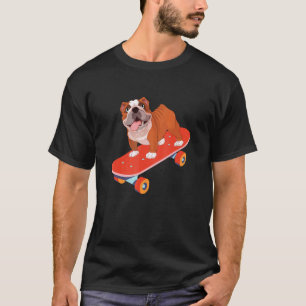 Engels Bulldog Riding Skateboard Bully Skateboard T-shirt