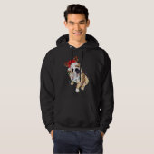 Engels Bulldog Santa Hat Reindekerlicht Hoodie (Voorkant volledig)