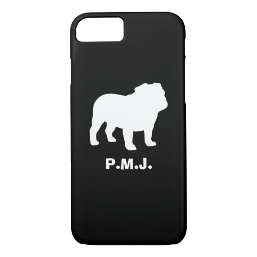 Engels Bulldog Silhouette met aangepaste tekst Case-Mate iPhone Case (Achterkant)