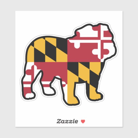 Engels Bulldog Silhouette met Maryland Flag Sticker (Vel)