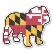 Engels Bulldog Silhouette met Maryland Flag Sticker (Voorkant)