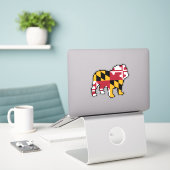 Engels Bulldog Silhouette met Maryland Flag Sticker (Laptop op bureau)