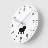Engels Bulldog Silhouette met uren en minuten Ronde Klok (Hoek)