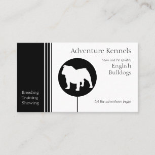 Engels Bulldog Silhouette Modern Black and White Visitekaartje