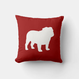 Engels Bulldog Silhouette Red en White Hondenliefh Kussen