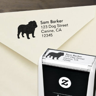 Engels Bulldog Silhouette retouradres Zelfinktende Stempel