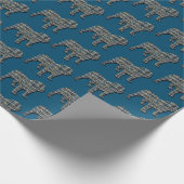 Engels Bulldog Silhouette Y&B Grid Blauw Cadeaupapier (Hoek)