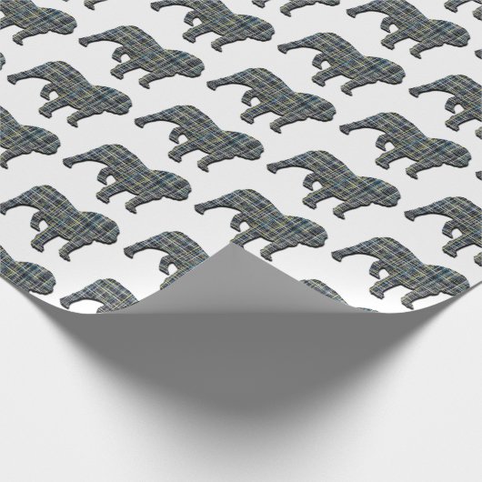 Engels Bulldog Silhouette Y&B Grid Wit Cadeaupapier (Hoek)