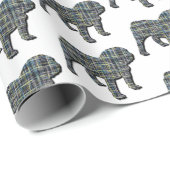 Engels Bulldog Silhouette Y&B Grid Wit Cadeaupapier (Rol Hoek)