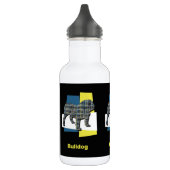 Engels Bulldog Silhouette Yellow & Blue Grid Waterfles (Links)