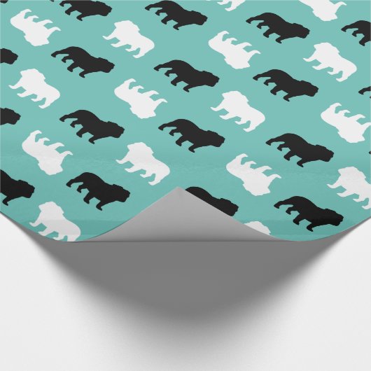 Engels Bulldog Silhouettes Pattern Cadeaupapier (Hoek)