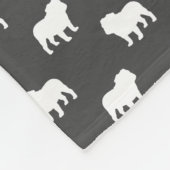 Engels Bulldog Silhouettes Pattern Grey and White Fleece Deken (Hoek)
