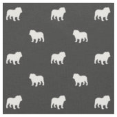Engels Bulldog Silhouettes Pattern Grey and White Stof (Close Up)