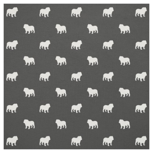 Engels Bulldog Silhouettes Pattern Grey and White Stof (Swatch)