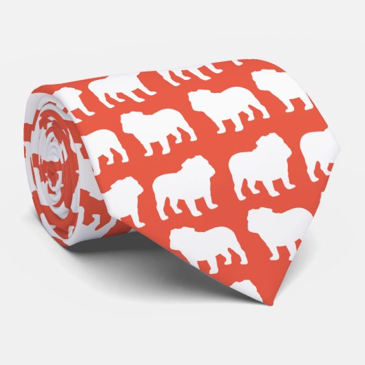 Engels Bulldog Silhouettes Pattern Stropdas (Opgerold)