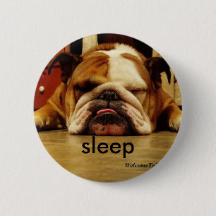 engels-bulldog, slaap ronde button 5,7 cm