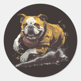 Engels Bulldog Spelen Football Ronde Sticker